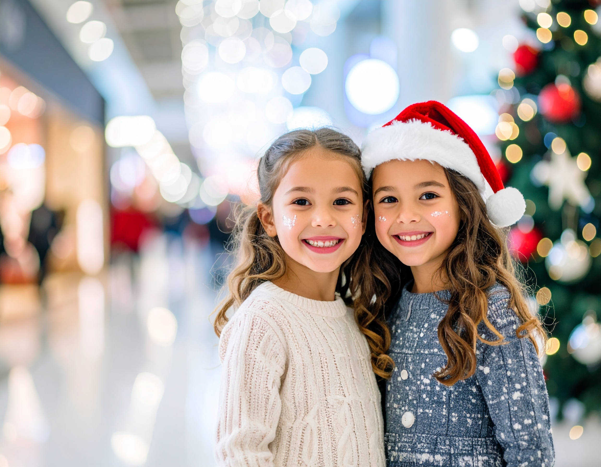 enfant souriant à Noel centre commercial